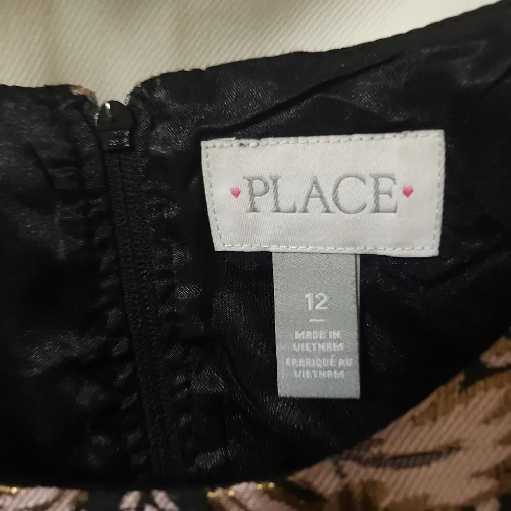 The Childrens Place Black Brocade Dress Size 12 Wedding Christmas Formal Dress